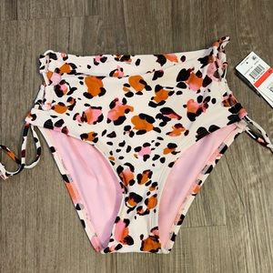 Macys Pink leopard print high waist bikini bottom